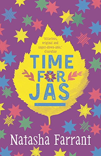 Book cover: "Time for Jas" with yellow leaf shape and colorful stars.