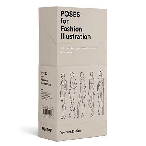 A beige box set titled Poses for Fashion Illustration featuring line drawings of female figures.