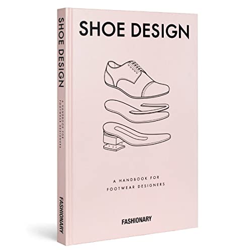 Light pink book titled Shoe Design with line drawings of shoe components on cover.