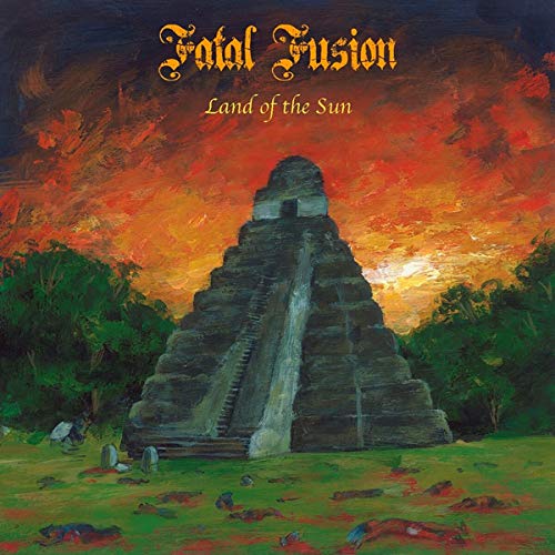 CD cover: painted Mayan pyramid against a fiery orange and red sky.