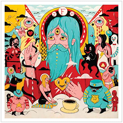Surreal album cover featuring a bearded man with multiple eyes and bizarre imagery.