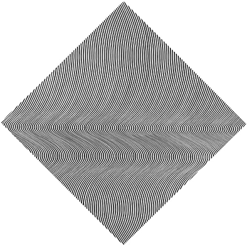 Diamond-shaped album cover featuring a pattern of black and white wavy parallel lines.