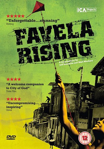 DVD cover for documentary "Favela Rising" featuring a kite and favela landscape.