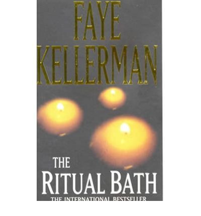 Book cover of The Ritual Bath by Faye Kellerman featuring three glowing candles.