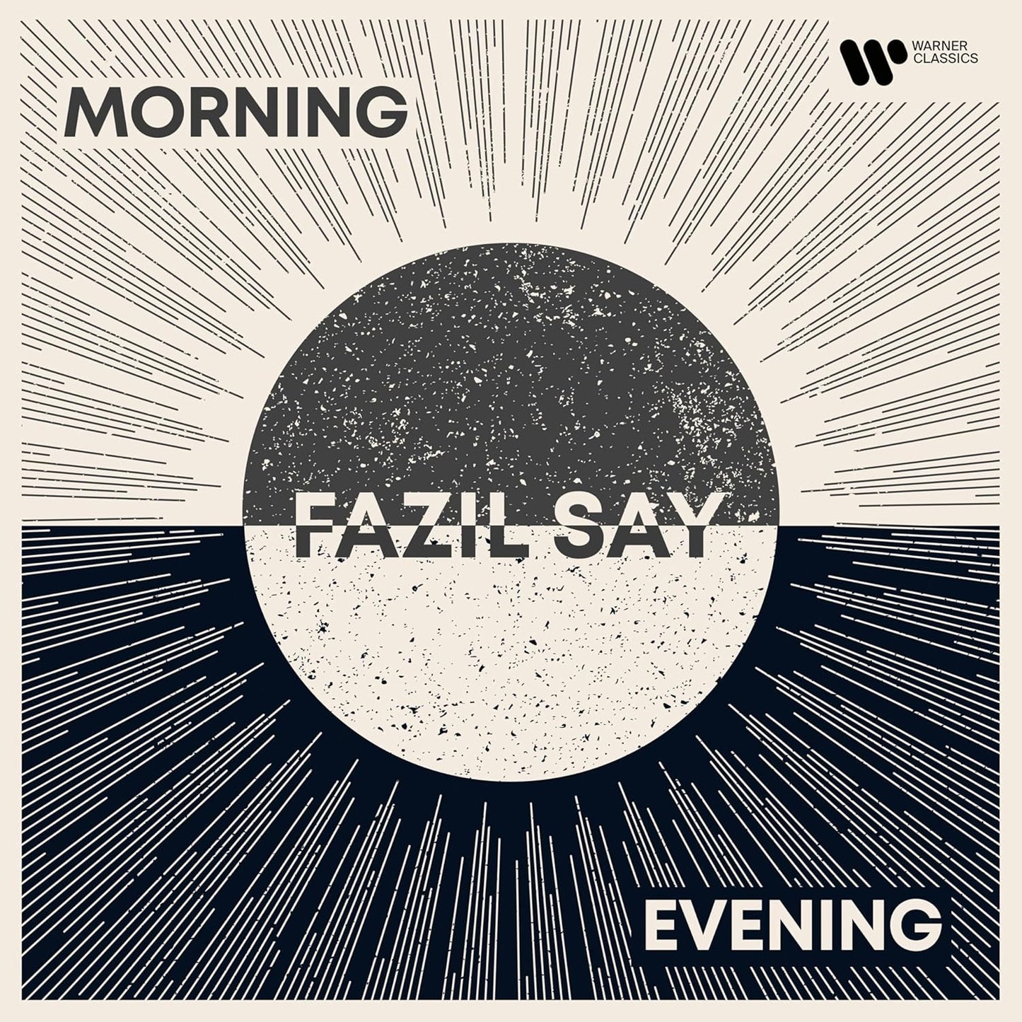 Fazil Say album cover: black and beige radial design with text.