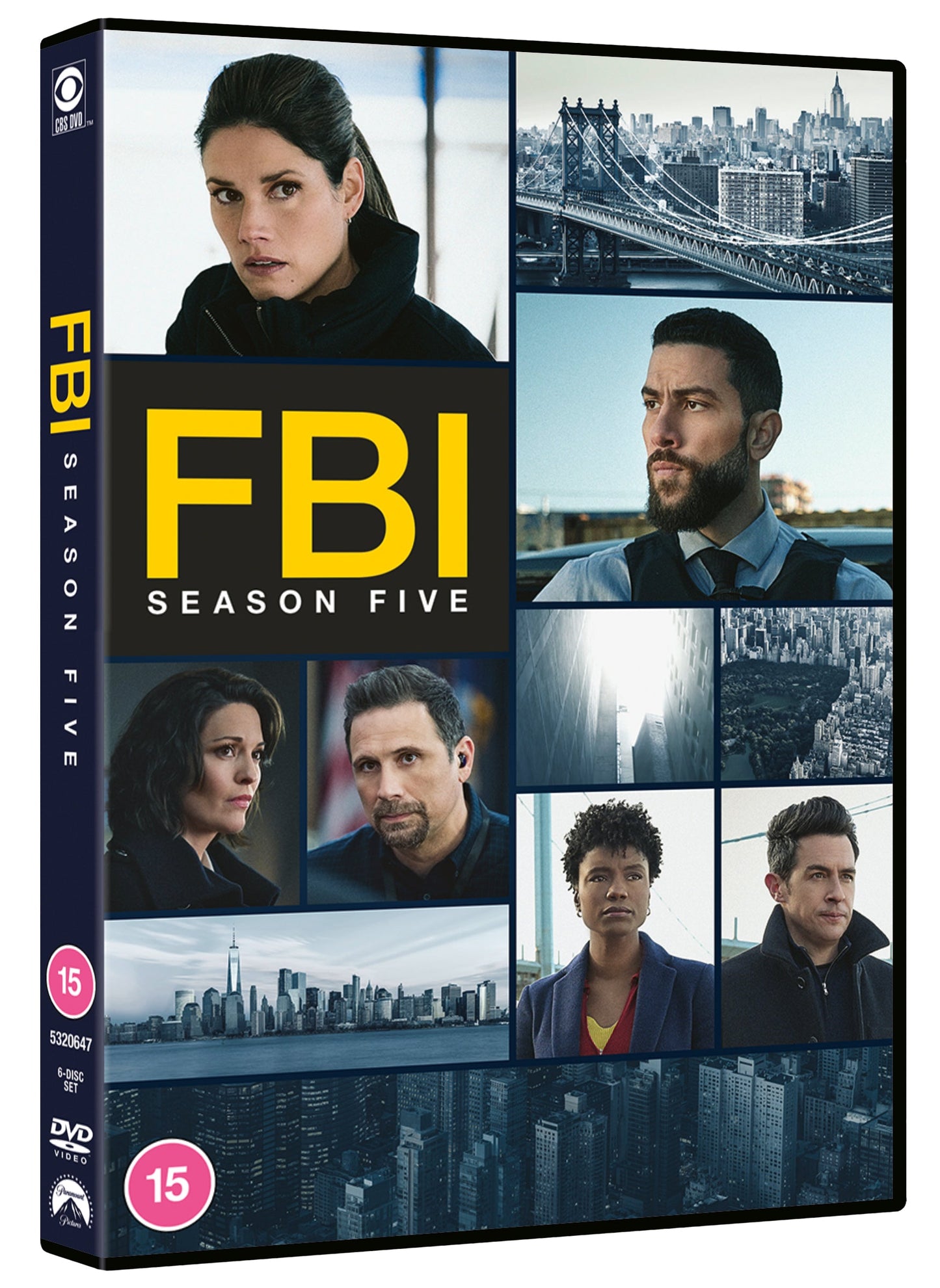 FBI Season Five DVD cover with cast photos and New York skyline.