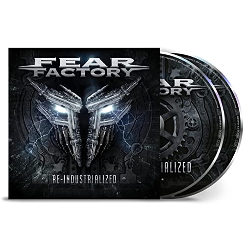 Fear Factory “Re-Industrialized” CD case with two discs and robotic imagery.