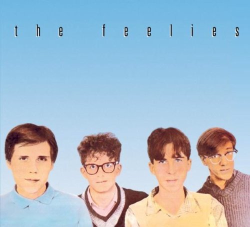 Album cover for The Feelies’ “Crazy Rhythms” featuring four men in glasses.