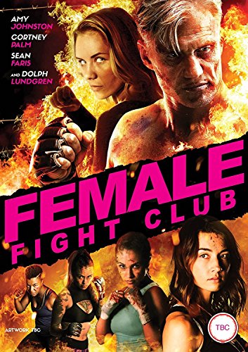 DVD cover for "Female Fight Club" featuring women boxing with fiery background.
