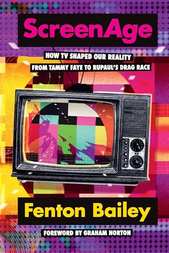 Book cover for "ScreenAge" featuring a vintage television with colorful static.