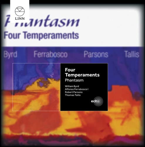 CD cover for “Four Temperaments” by Phantasm, featuring composers’ names.