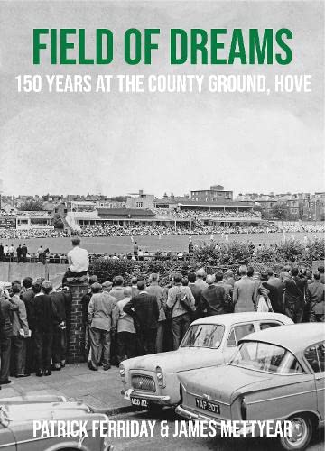 Book cover depicting a vintage cricket match and crowd at Hove.