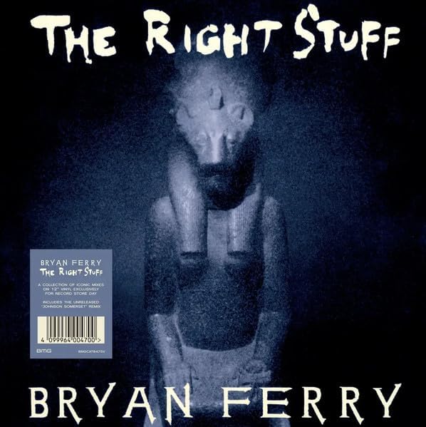 Album cover for Bryan Ferry’s “The Right Stuff” featuring a sculpted head.