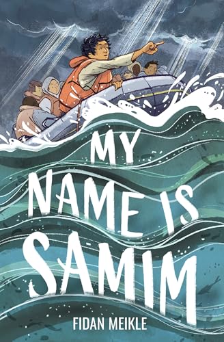 Illustration of people in a life raft on stormy seas, with title text overlay.
