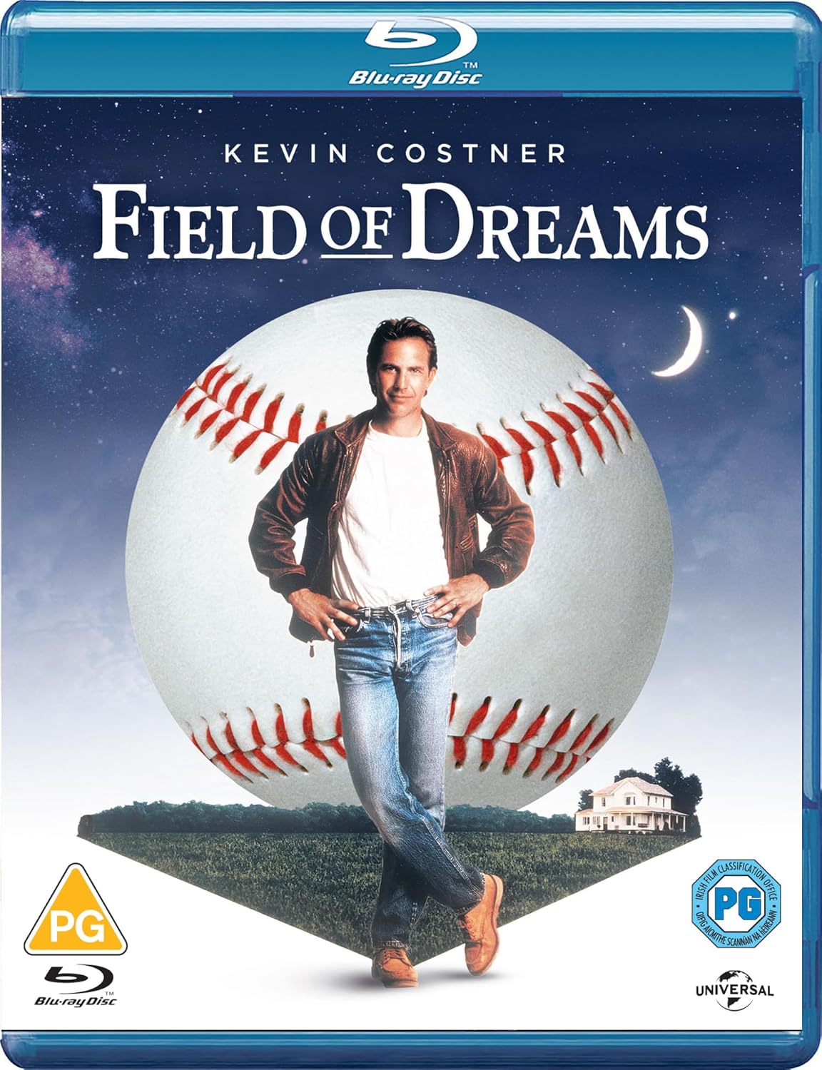 Field of Dreams" Blu-ray cover featuring Kevin Costner in a baseball field.