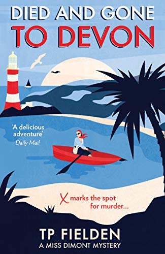 Book cover: woman kayaking near a lighthouse, Devon coastal scene.