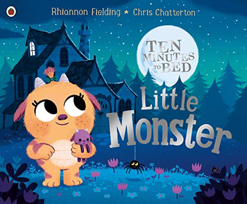 "Children's book cover featuring a cartoon monster holding a small creature in a nighttime scene."