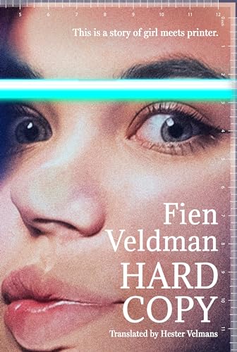 Book cover: close-up of a person’s face with text and a blue line.