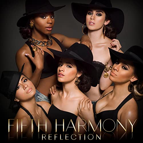 Fifth Harmony album cover, five women in hats and dark clothing.
