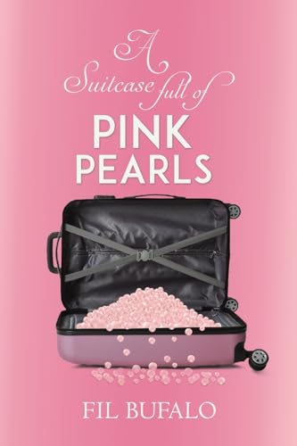 Book cover: open suitcase overflowing with pink pearls.
