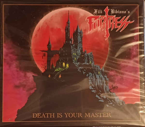 CD cover: dark castle silhouette against a red moonlit sky.