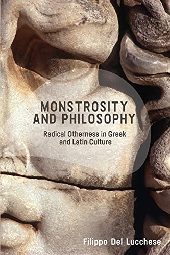 Book cover: "Monstrosity and Philosophy" with a textured, stone-like background.