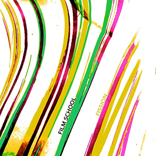 CD cover for Film School’s “Fission” with colorful, abstract brushstrokes.