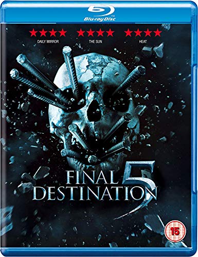 “Final Destination 5” Blu-ray cover with a skull impaled by metal rods.
