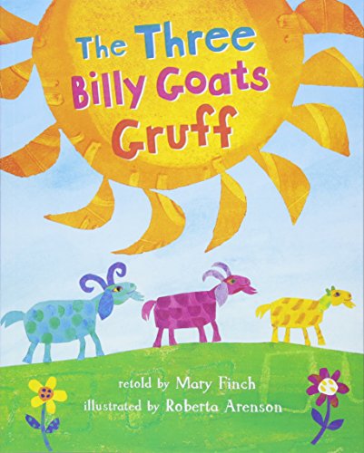 Book cover: "The Three Billy Goats Gruff" with colorful goat illustrations.