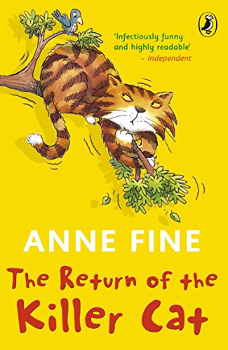 "Book cover featuring a cartoon cat destroying a tree branch, on a yellow background."