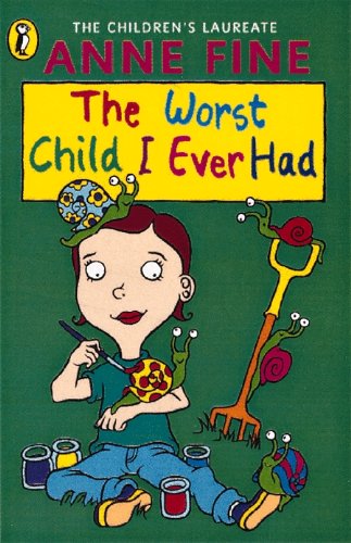 Book cover: girl with snails, painting, and a garden tool.
