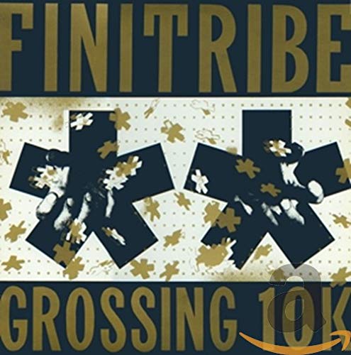CD cover for Finitribe’s “Grossing 10K”, featuring starbursts and hands.