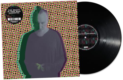 Fink album cover and black vinyl record with colorful, eye-filled background.