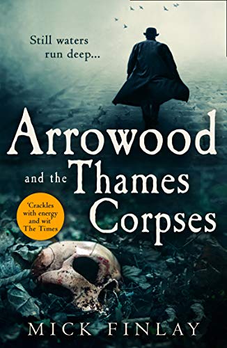 Book cover showing a man in a coat walking away and a skull below.