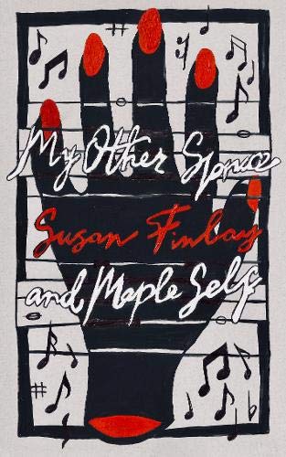 Book cover: black hand with red fingertips, musical notes, white stripes.