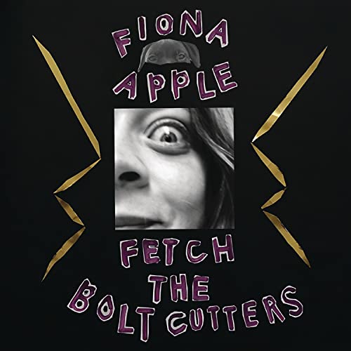 Fiona Apple album cover: black and white portrait with jagged gold lines.