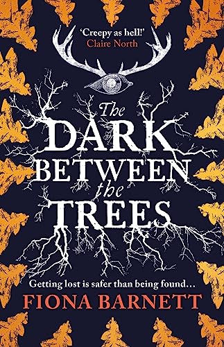 Book cover: dark background with white text, antlers, and eye illustration.