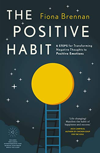 Book cover: "The Positive Habit" with a yellow sun and blue ladder.