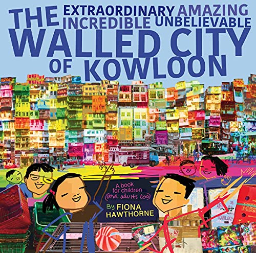 Book cover depicting a densely packed, colorful city with children foregrounded.