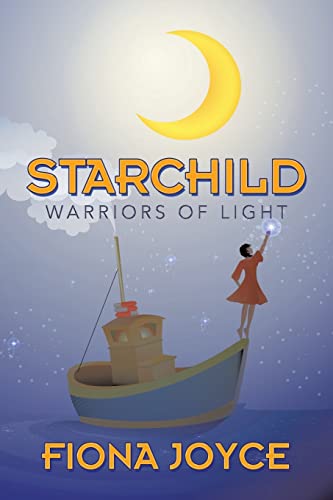Book cover: girl with glowing orb on a boat under a crescent moon.