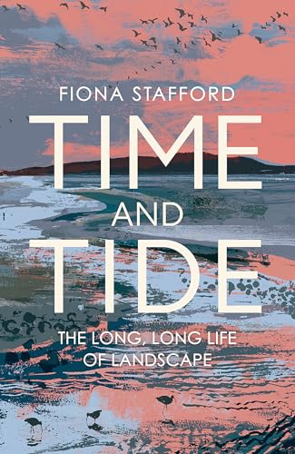 Book cover with coastal landscape, large text “Time and Tide,” and birds.