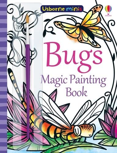 Cover of "Magic Painting Bugs" book with paintbrush and insect illustrations.