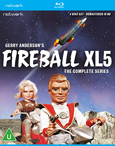 Fireball XL5 Blu-ray cover featuring spaceship, characters, and planetary landscape.
