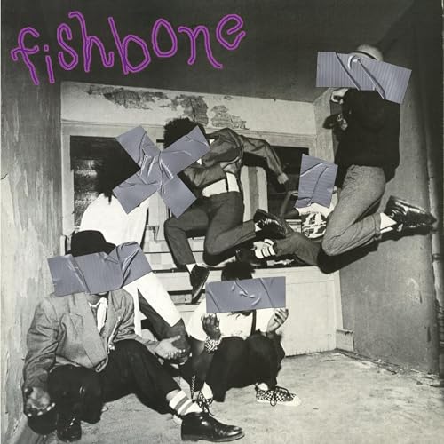 Black and white album cover for Fishbone, people mid-jump with obscured faces.