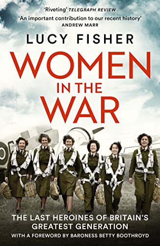 Book cover featuring six women in wartime uniforms walking towards an airplane.