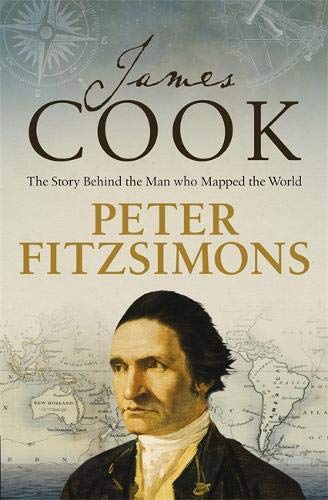 Book cover featuring a portrait of Captain James Cook and a world map.