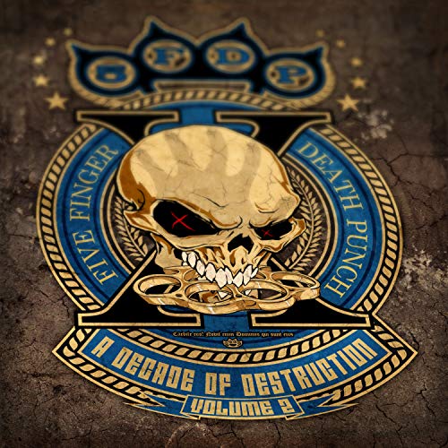 Skull with clenched fist inside a circular logo for Five Finger Death Punch.