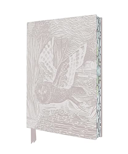 Hardcover notebook featuring an embossed illustration of an owl in flight over a marsh.