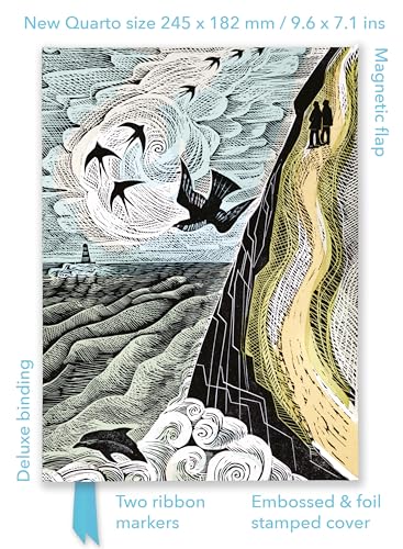 Journal cover with linocut-style coastal scene, birds, and figures walking.