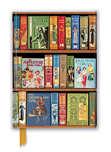 Notebook with a cover design resembling a bookshelf of vintage books.